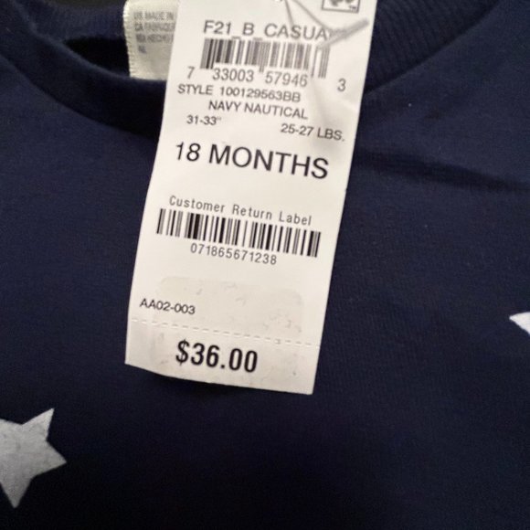 FIRST IMPRESSIONS UNISEX BLUE TOP WITH WHITE STARS - Picture 4 of 4